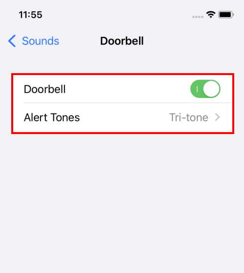 Tap the toggle switch next to the sound to turn it on or Alert Tone to change the audio tone for that sound